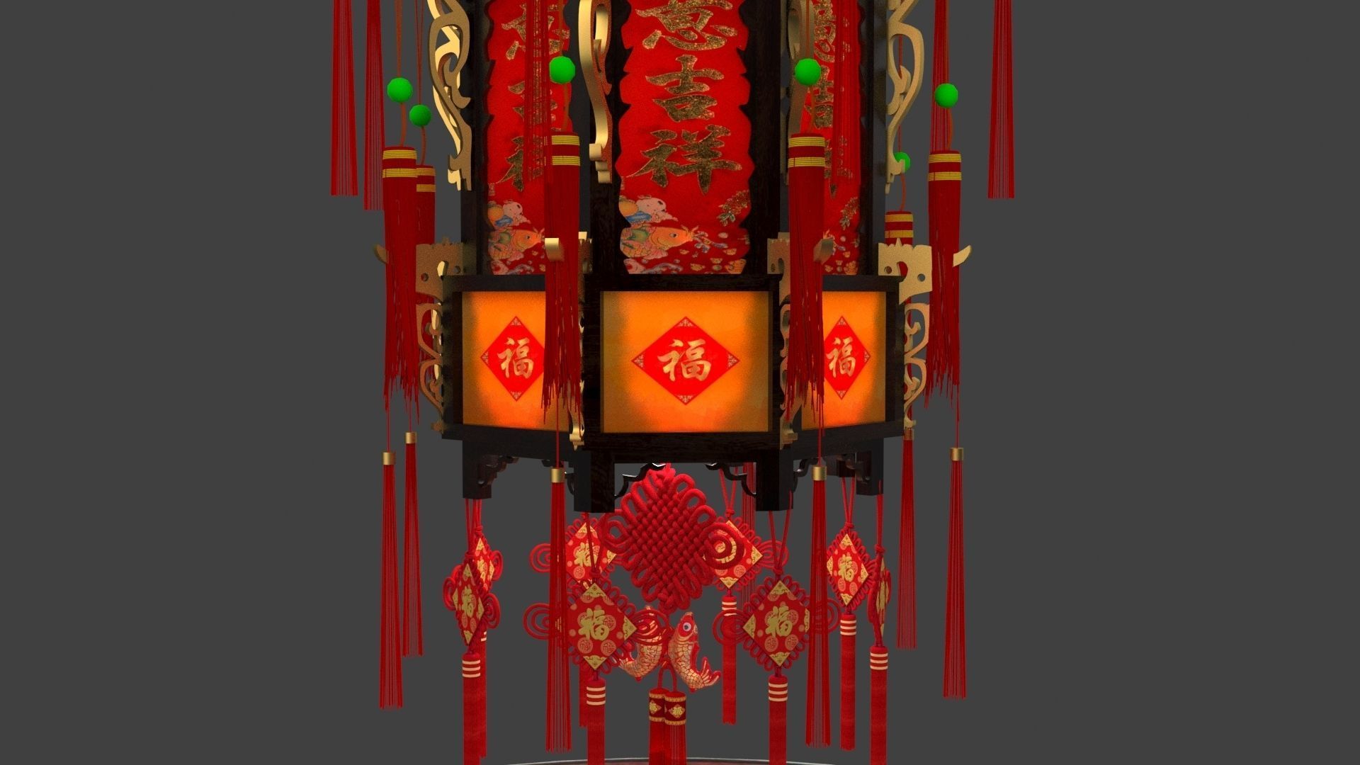 Chinese palace lantern 3D model_2