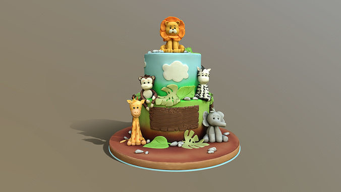 Cool Safari Animals Cake 3D model