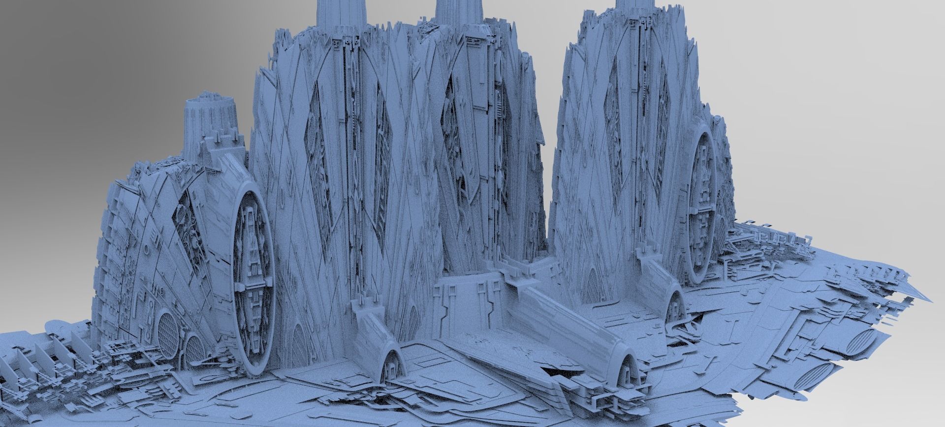 Sci-Fi City dystopia City Ruin High Tech Kit bash 3 3D model_1