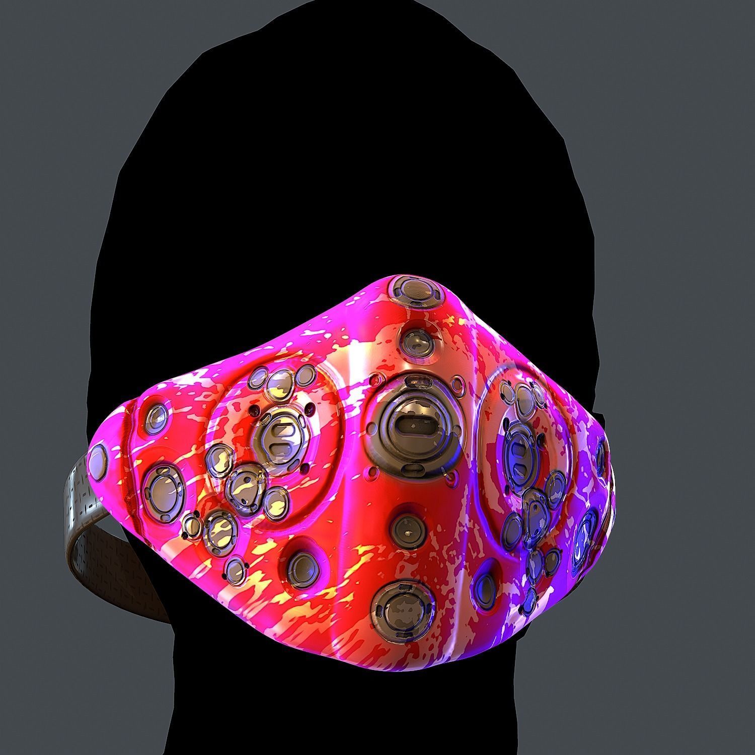 Gas mask helmet 3d model scifi Low-poly Low-poly 3D model_4