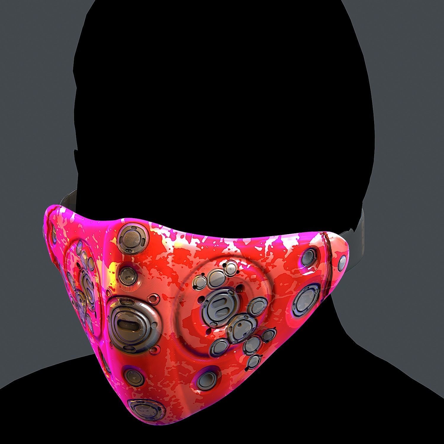 Gas mask helmet 3d model scifi Low-poly Low-poly 3D model_3