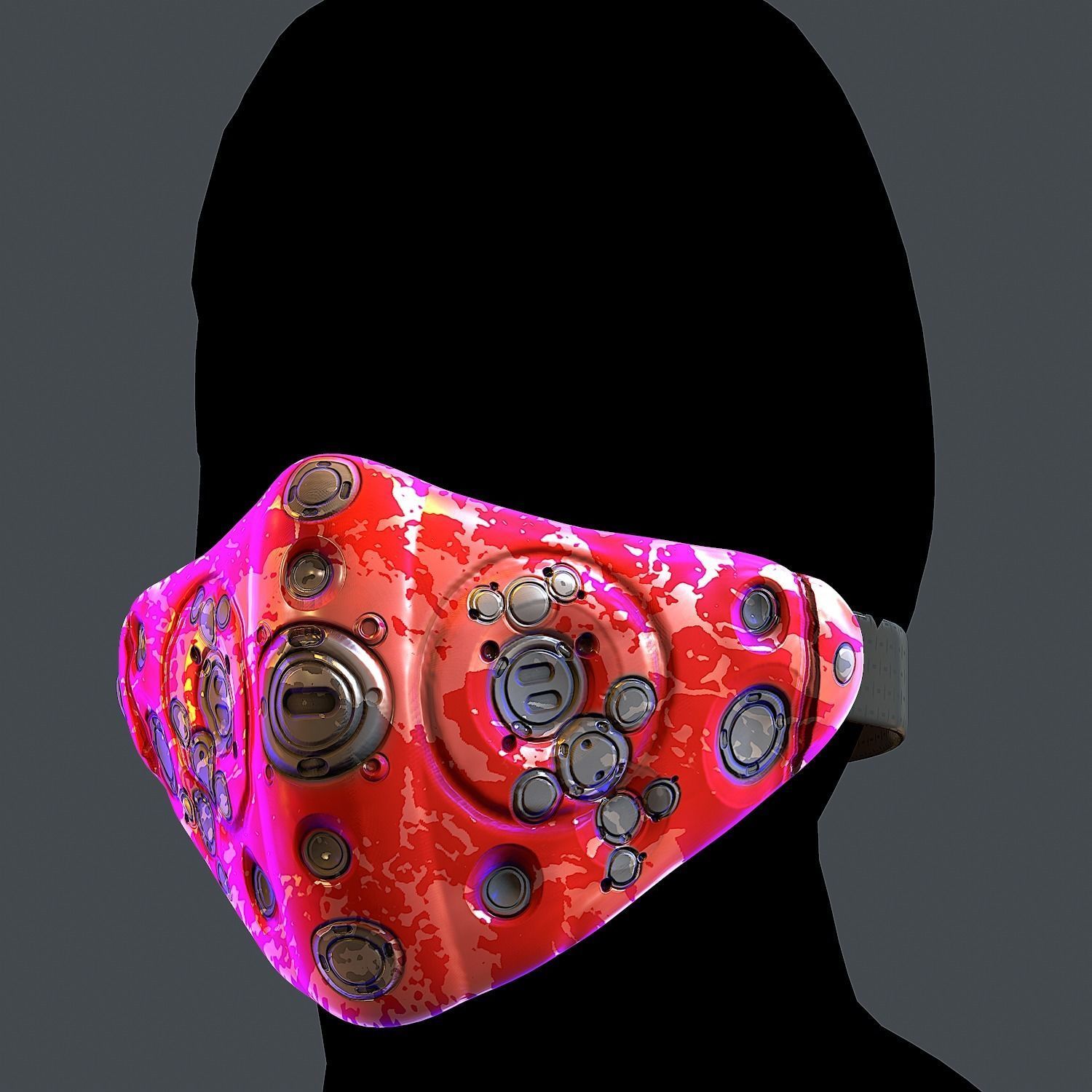 Gas mask helmet 3d model scifi Low-poly Low-poly 3D model_2