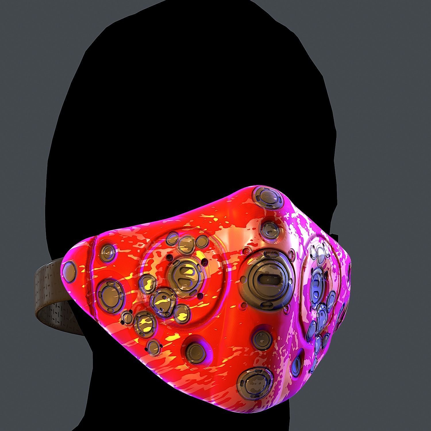 Gas mask helmet 3d model scifi Low-poly Low-poly 3D model_1