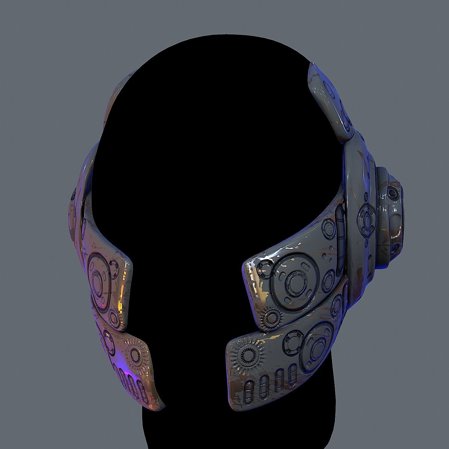 Gas mask helmet 3d model scifi Low-poly Low-poly Low-poly 3D model_6