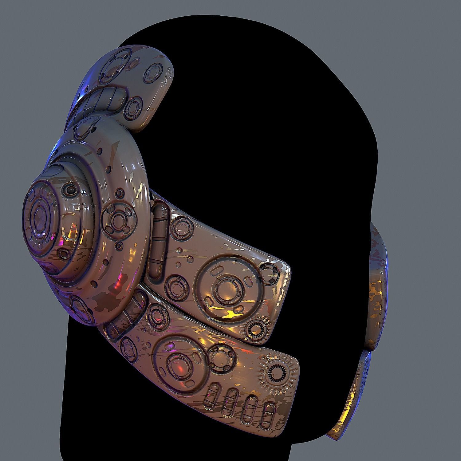 Gas mask helmet 3d model scifi Low-poly Low-poly Low-poly 3D model_2