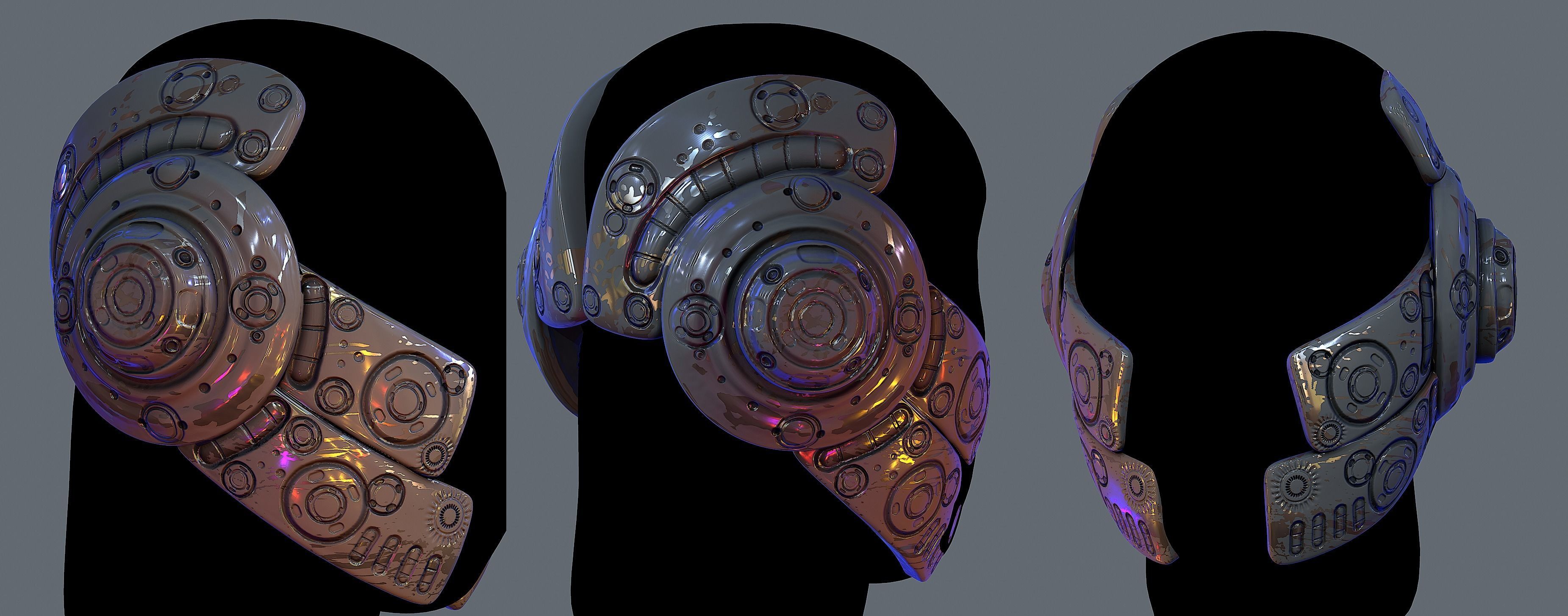 Gas mask helmet 3d model scifi Low-poly Low-poly Low-poly 3D model_1