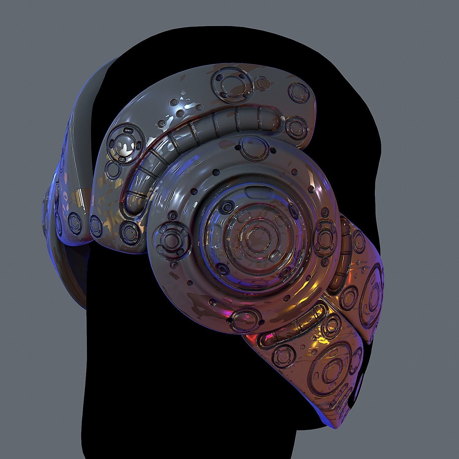 Gas mask helmet 3d model scifi Low-poly Low-poly Low-poly 3D model_12