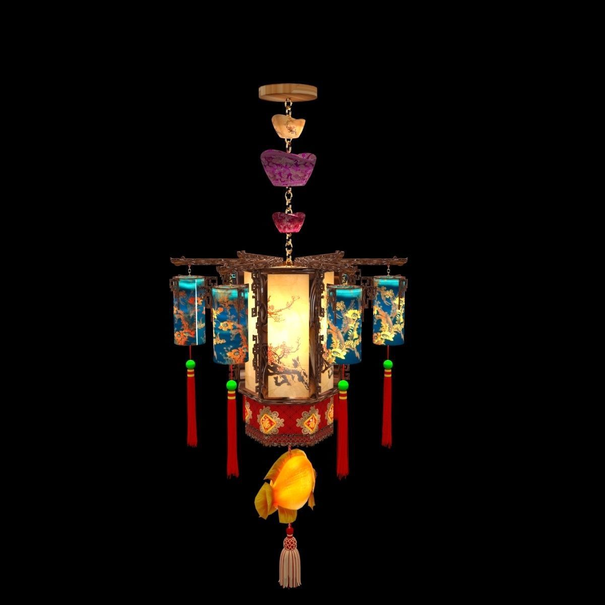 Chinese palace lantern 3D model_5