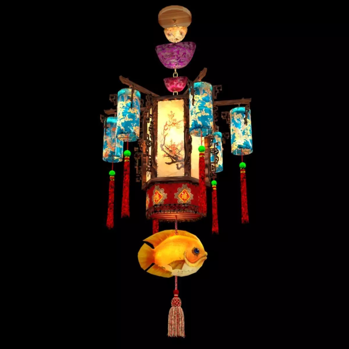 Chinese palace lantern 3D model_0
