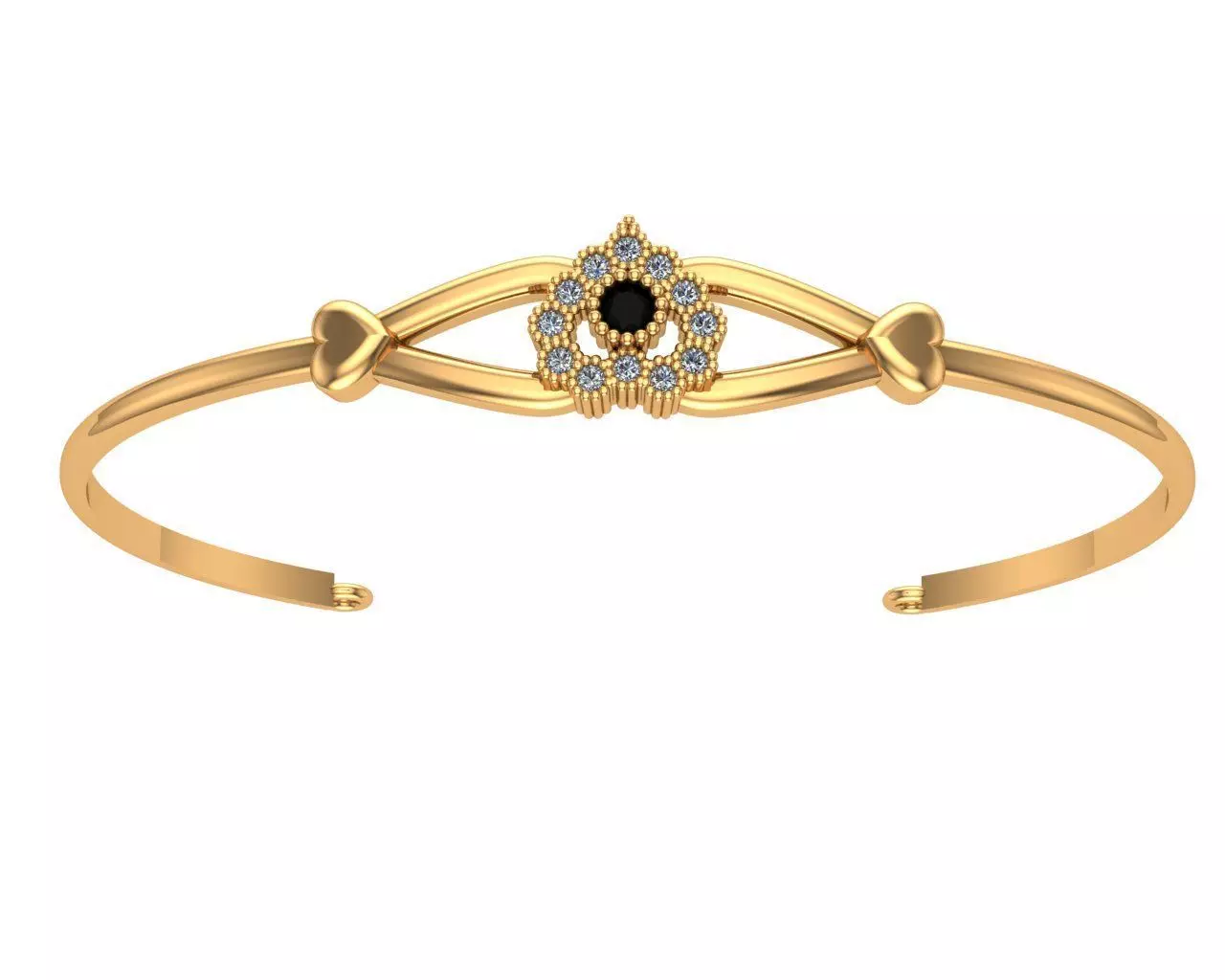 bracelet4 gold plated onyx and diamond bangle 3D print model