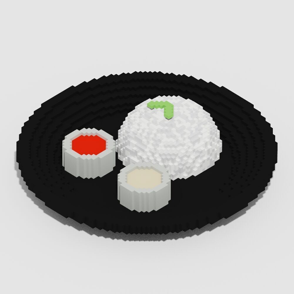 Voxel Lunch Food 17 Items Low-poly 3D model_7