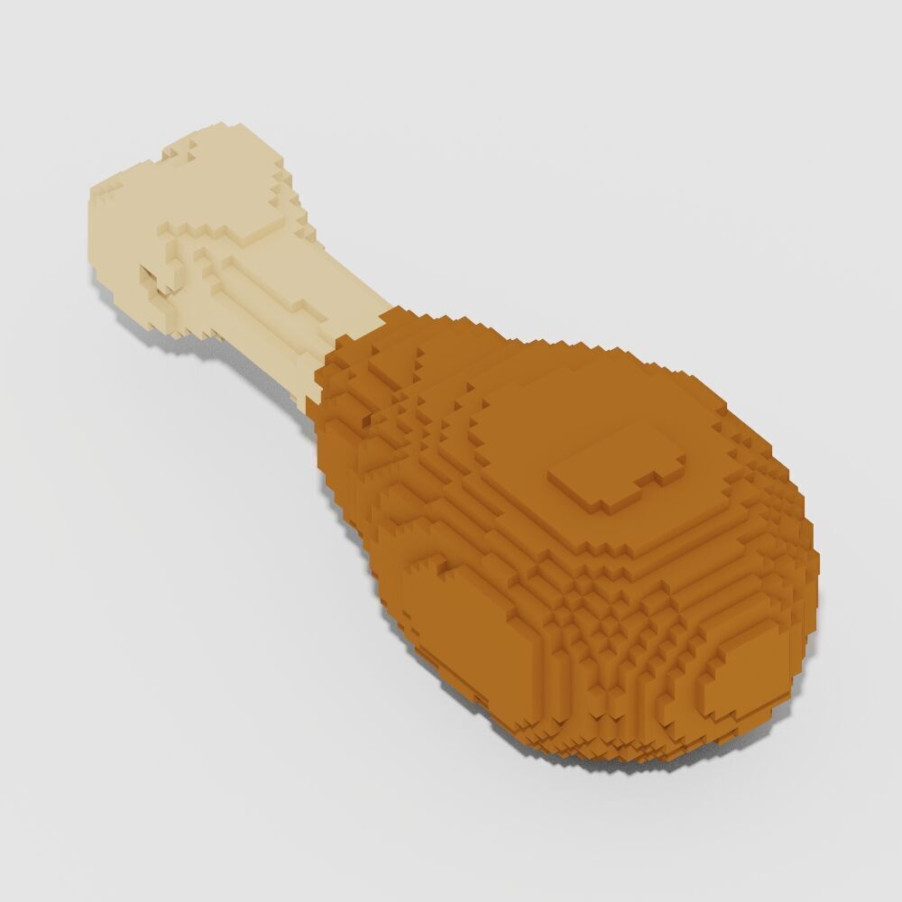 Voxel Lunch Food 17 Items Low-poly 3D model_14