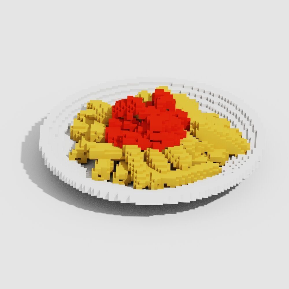 Voxel Lunch Food 17 Items Low-poly 3D model_4