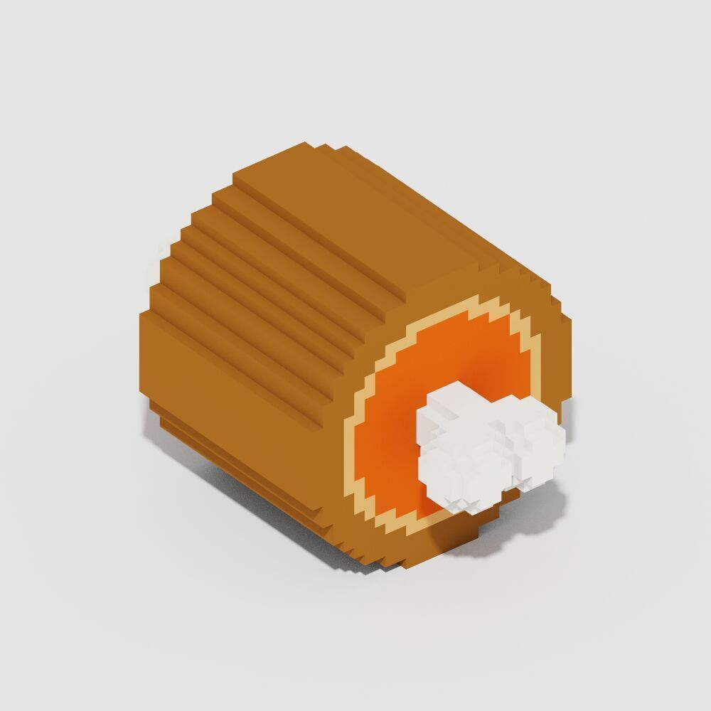 Voxel Lunch Food 17 Items Low-poly 3D model_3
