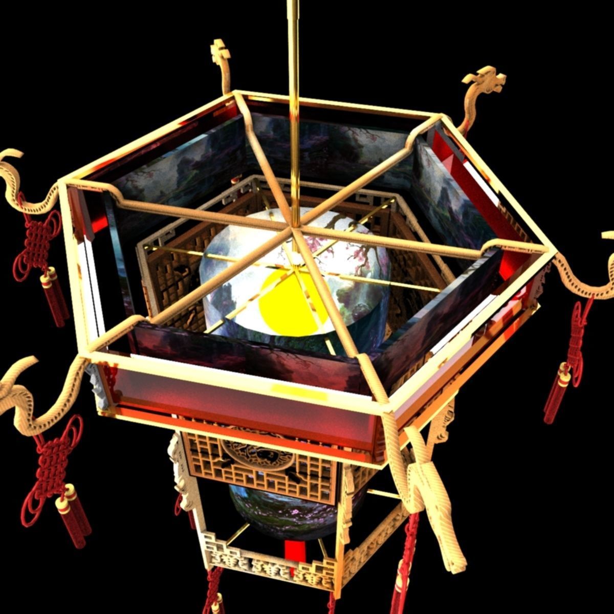 Chinese palace lantern 3D model_5