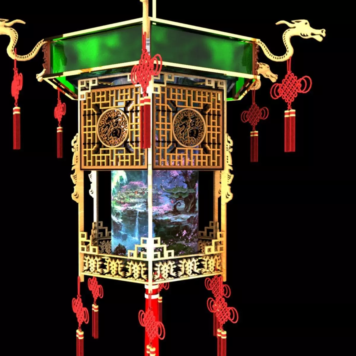 Chinese palace lantern 3D model_0