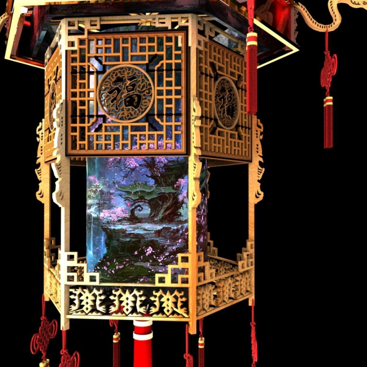 Chinese palace lantern 3D model_4
