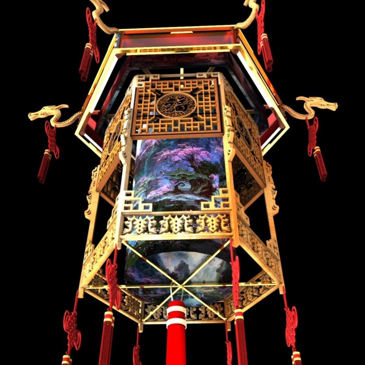 Chinese palace lantern 3D model_6