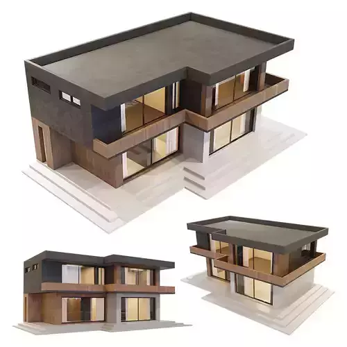 Modern house Low-poly 3D model