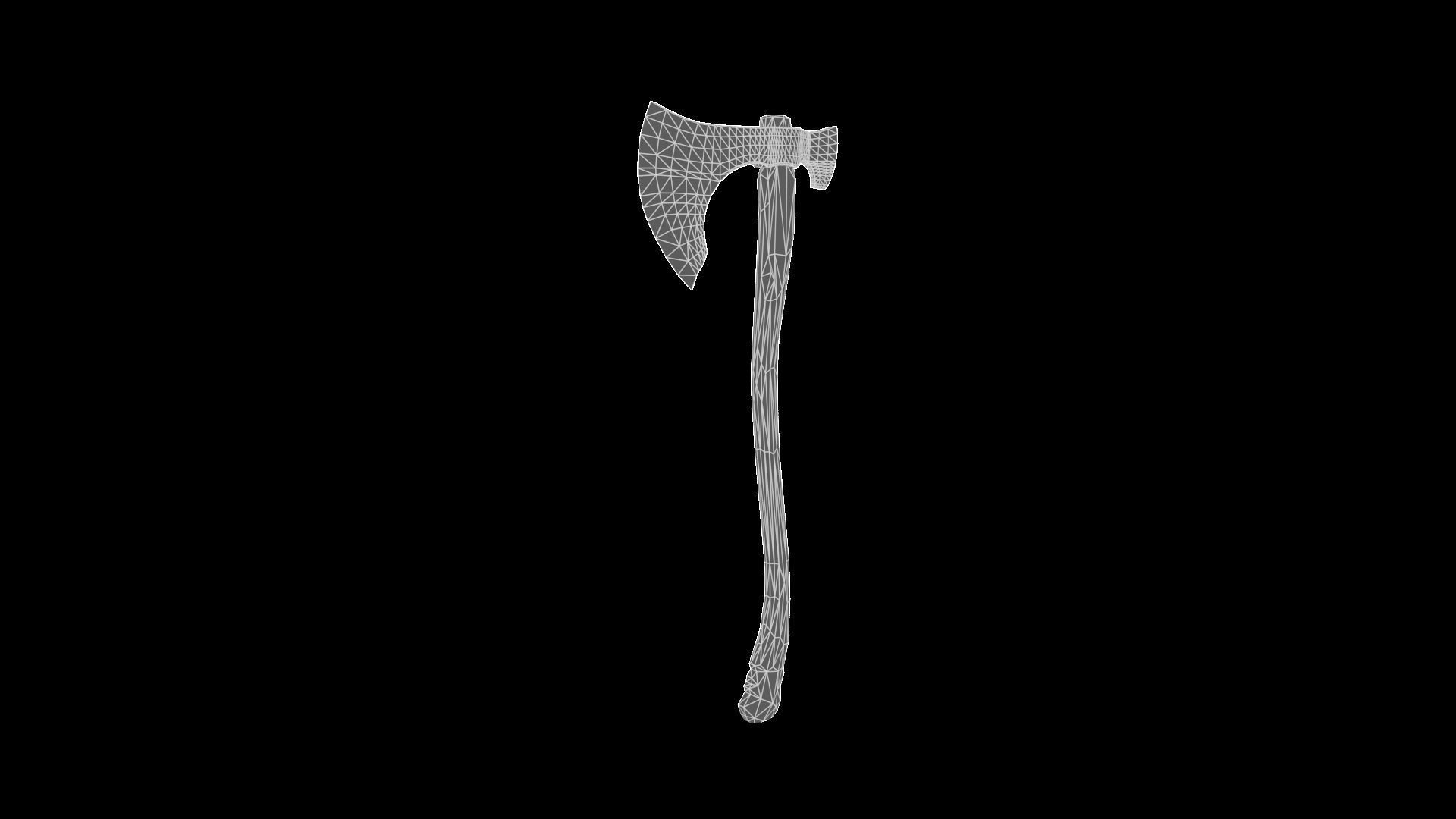 Battle Axe Low-poly 3D model_5