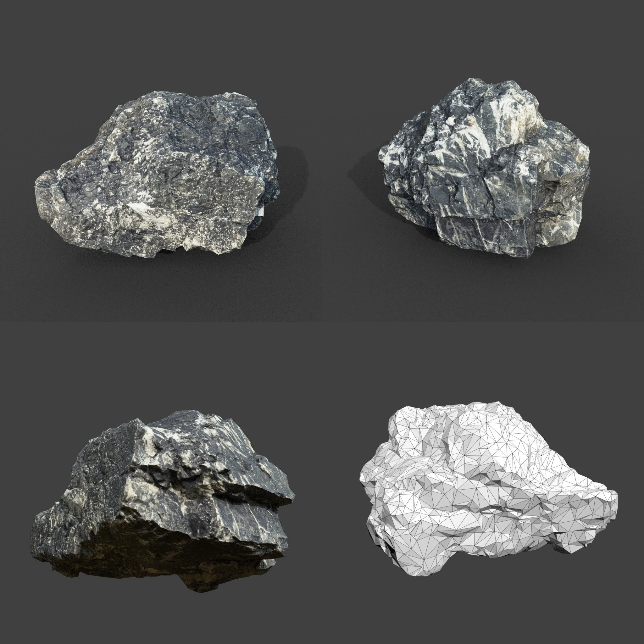 Gray Sharp Rock 220801 Photogrammetry - Ultra HD 16K Textures Low-poly 3D model_11