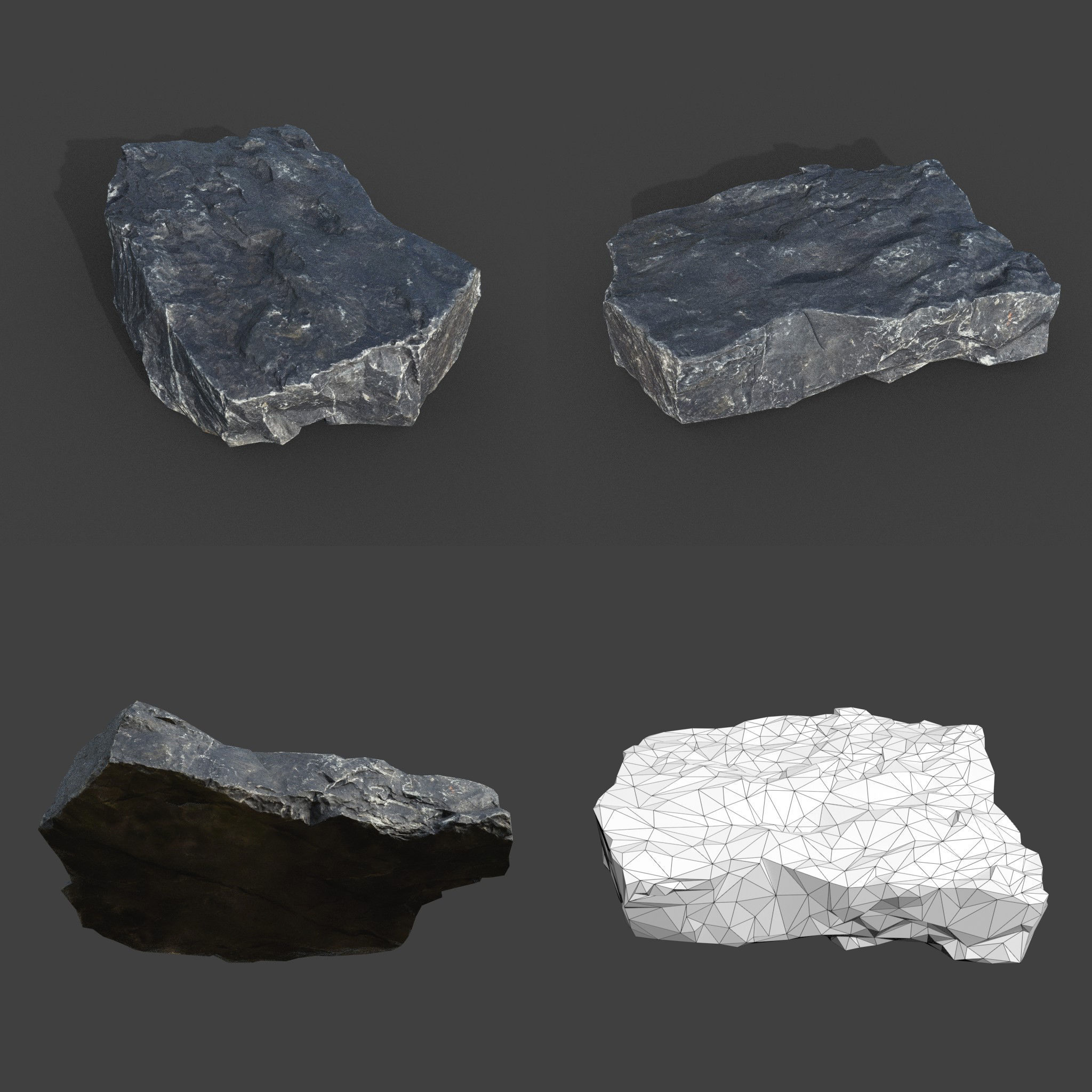 Gray Sharp Rock 220801 Photogrammetry - Ultra HD 16K Textures Low-poly 3D model_13