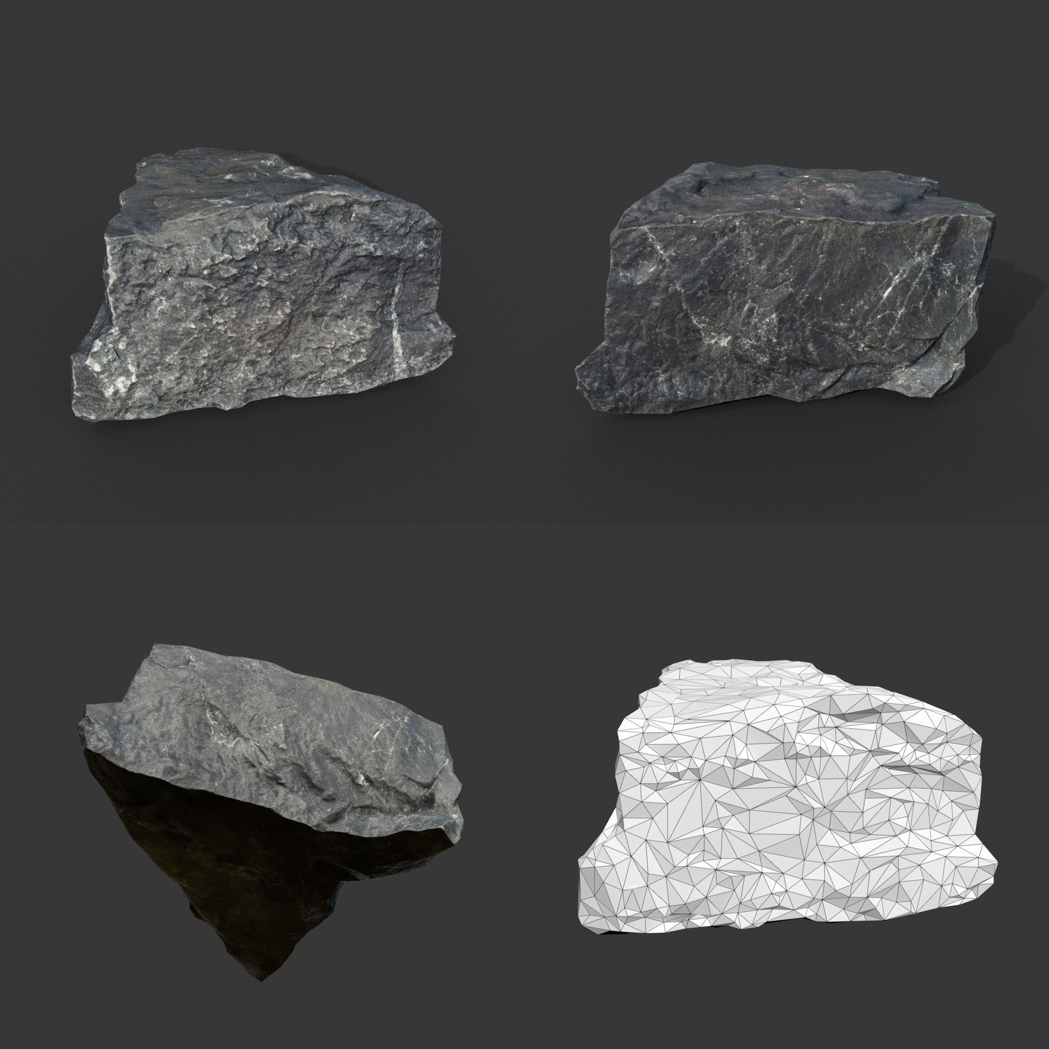 Gray Sharp Rock 220801 Photogrammetry - Ultra HD 16K Textures Low-poly 3D model_17