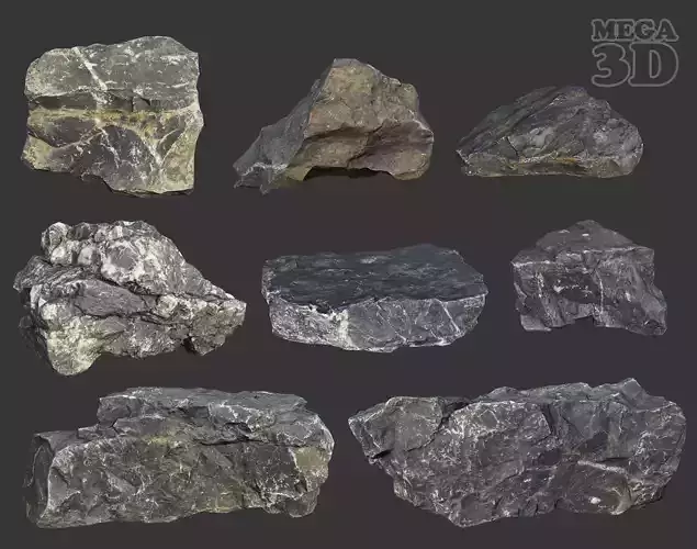 Gray Sharp Rock 220801 Photogrammetry - Ultra HD 16K Textures