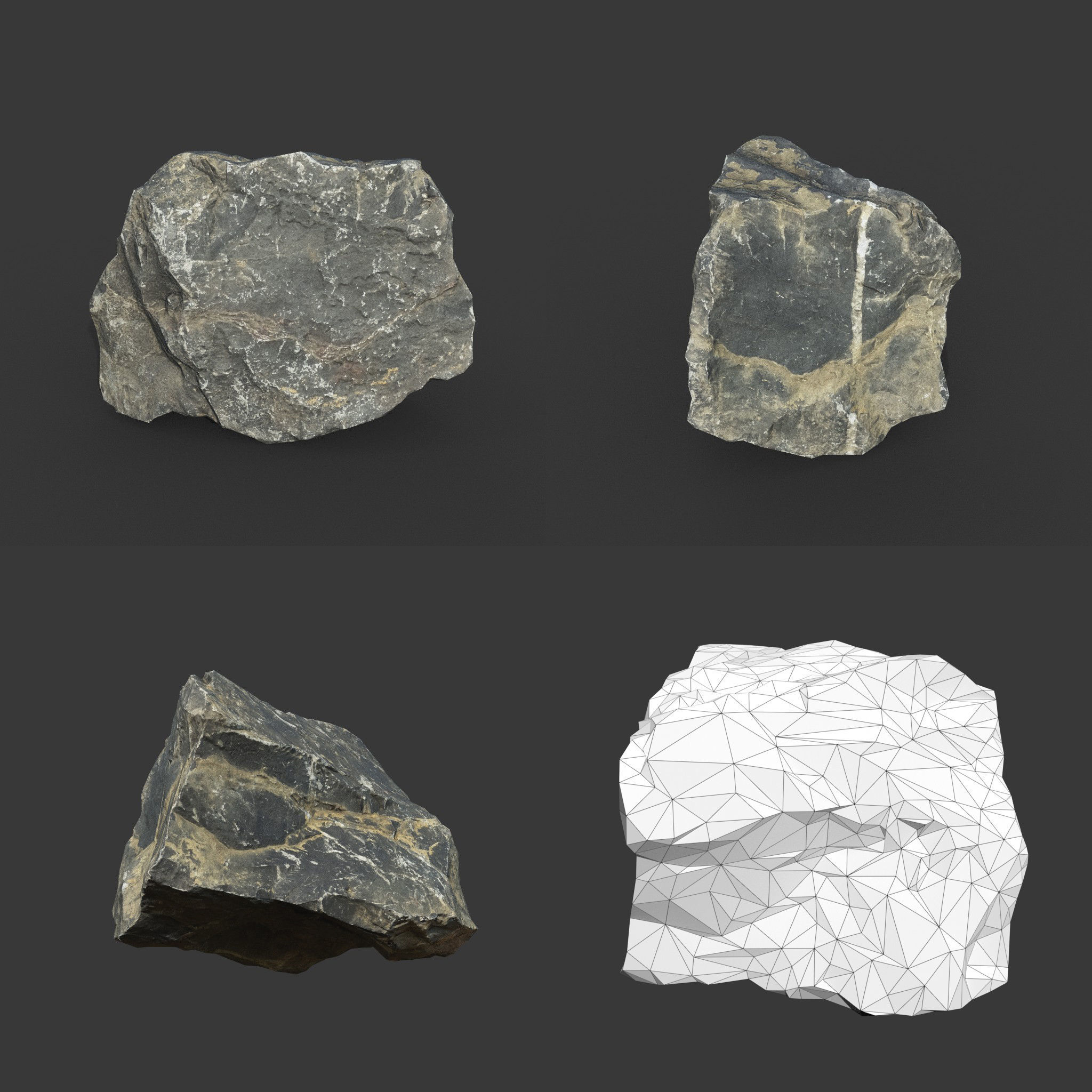 Gray Sharp Rock 220801 Photogrammetry - Ultra HD 16K Textures Low-poly 3D model_3