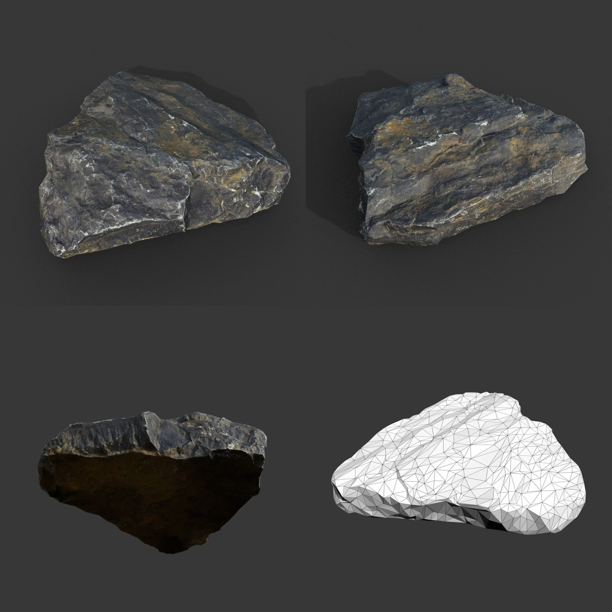 Gray Sharp Rock 220801 Photogrammetry - Ultra HD 16K Textures Low-poly 3D model_7