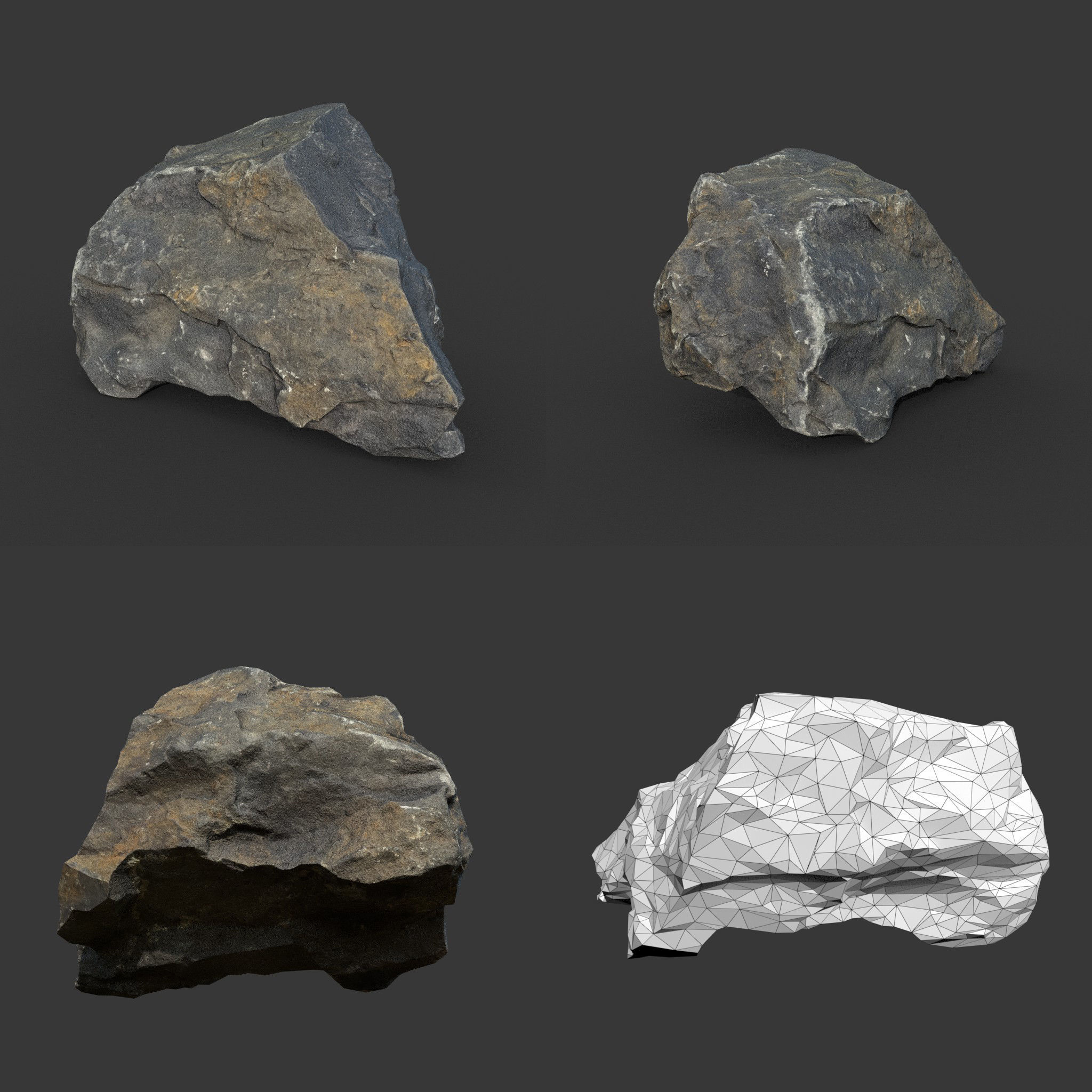 Gray Sharp Rock 220801 Photogrammetry - Ultra HD 16K Textures Low-poly 3D model_15
