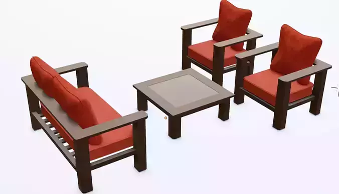 Sofa Set chair with orange cushion