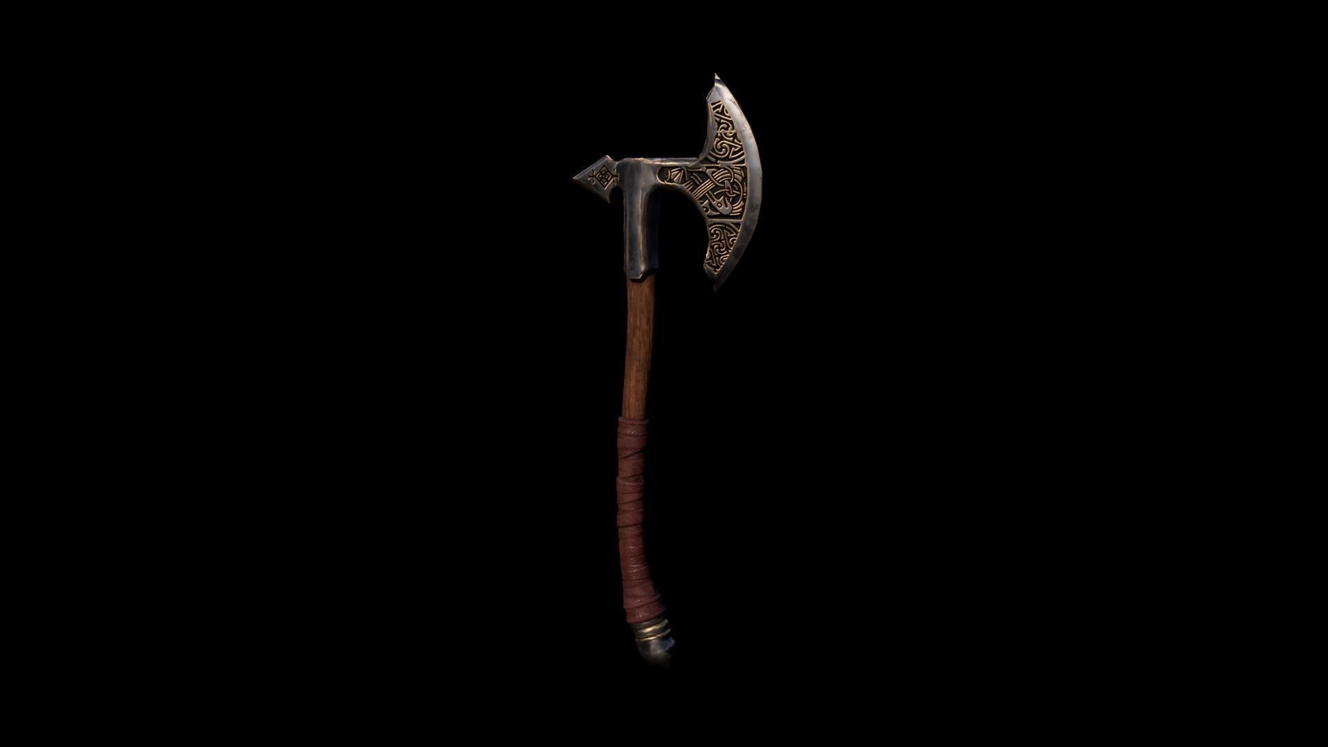 Axe - Battleaxe Low-poly 3D model_1