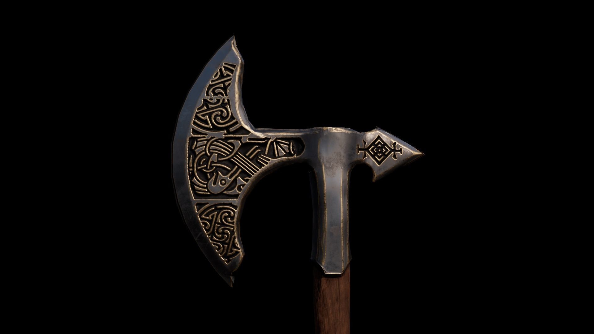 Axe - Battleaxe Low-poly 3D model_2
