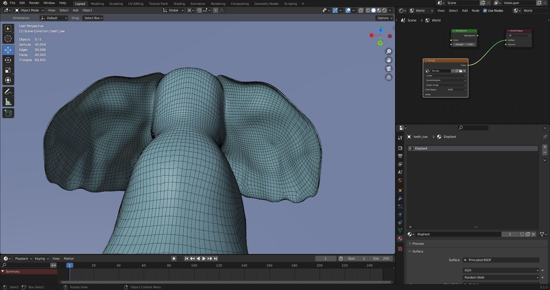 Fur Elephant NO Rigged in Blender Zbrush Low-poly 3D model_23