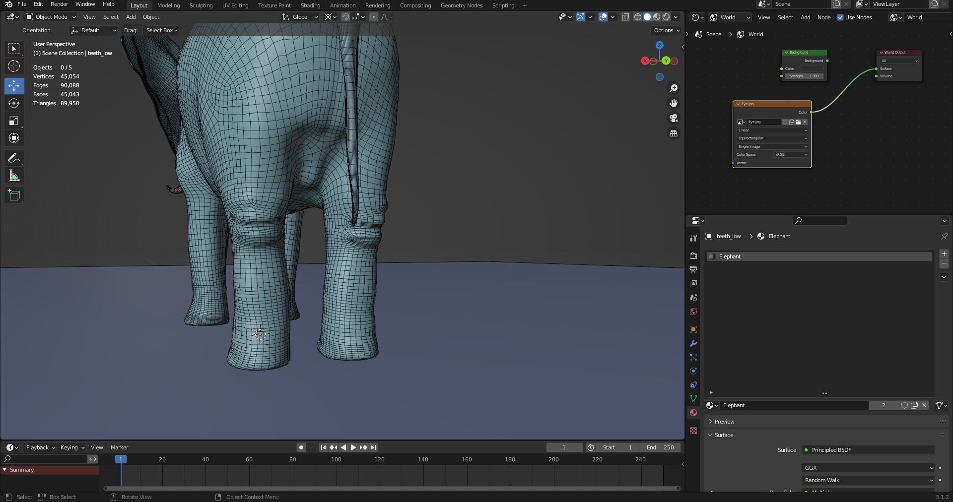 Fur Elephant NO Rigged in Blender Zbrush Low-poly 3D model_17