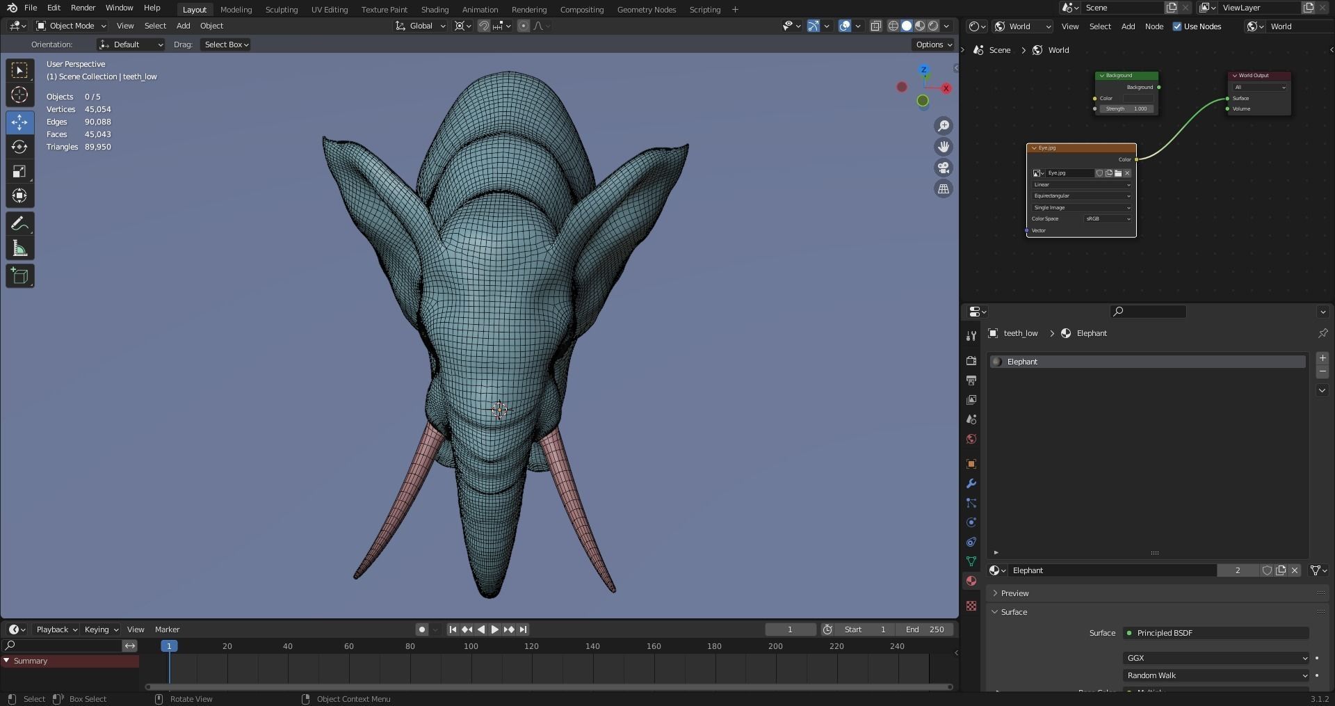 Fur Elephant NO Rigged in Blender Zbrush Low-poly 3D model_22