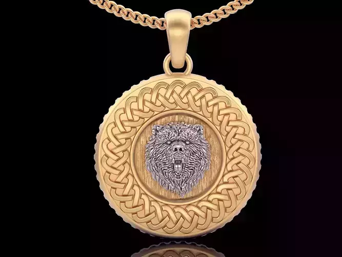 Bear  pendant silver gold printable jewelry 3D model