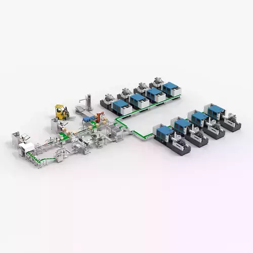 Automatic Plastic Parts Production Line 3D model Automatic Plastic Parts Production Line 3D model