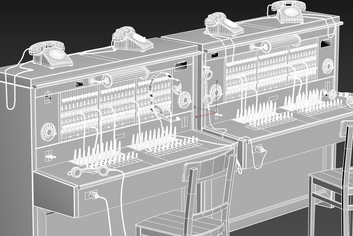 Old Double Telephone Switch 3D model_17