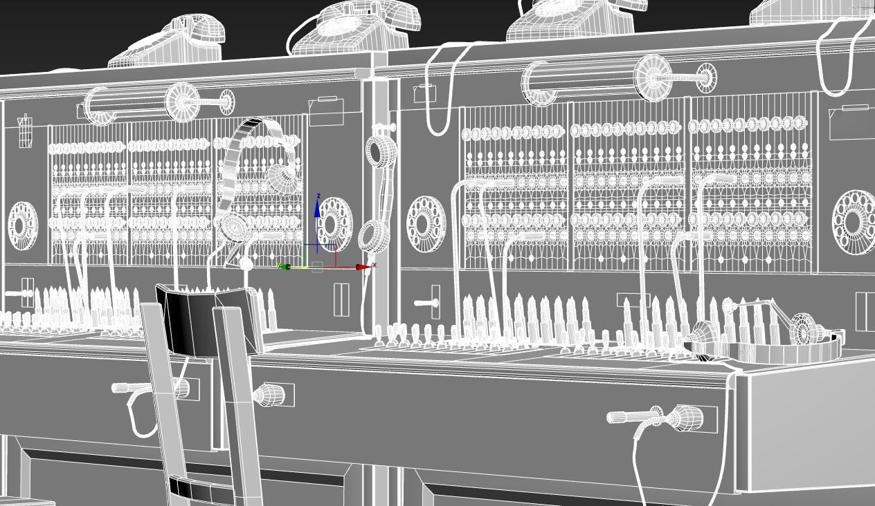 Old Double Telephone Switch 3D model_15