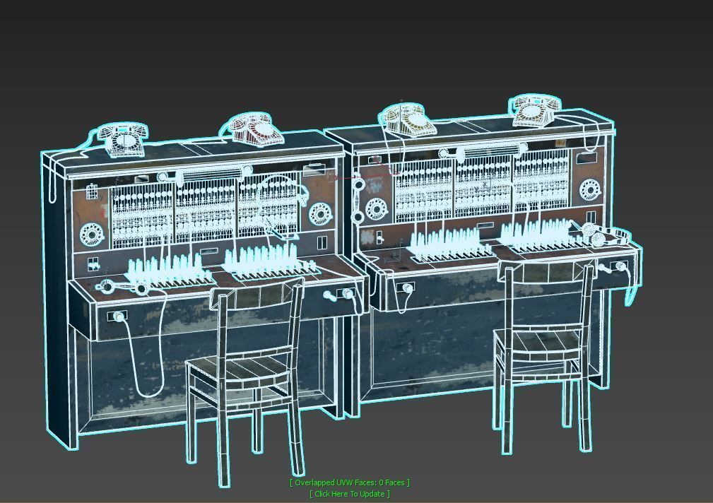 Old Double Telephone Switch 3D model_16