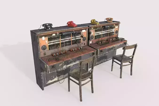 Old Double Telephone Switch 3D model