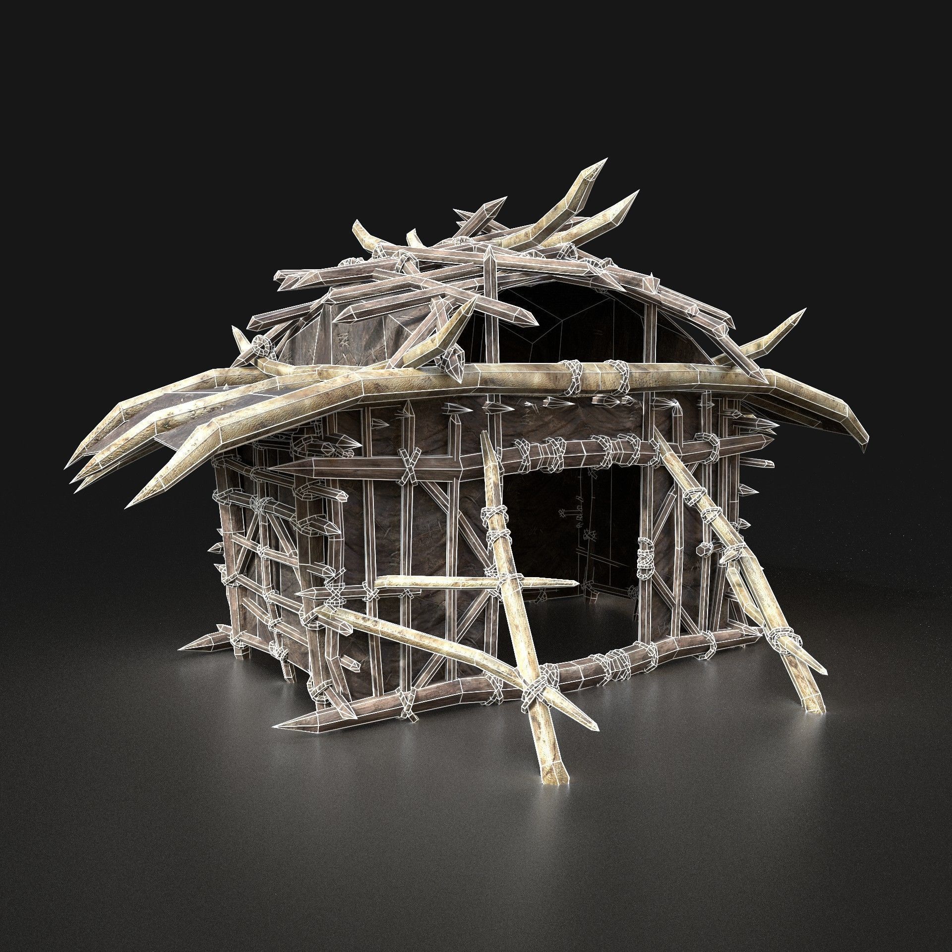 Orc Camp Primal Men Hunter Ancient Huts Builder Pack AAA NEXTGEN Low-poly 3D model_75