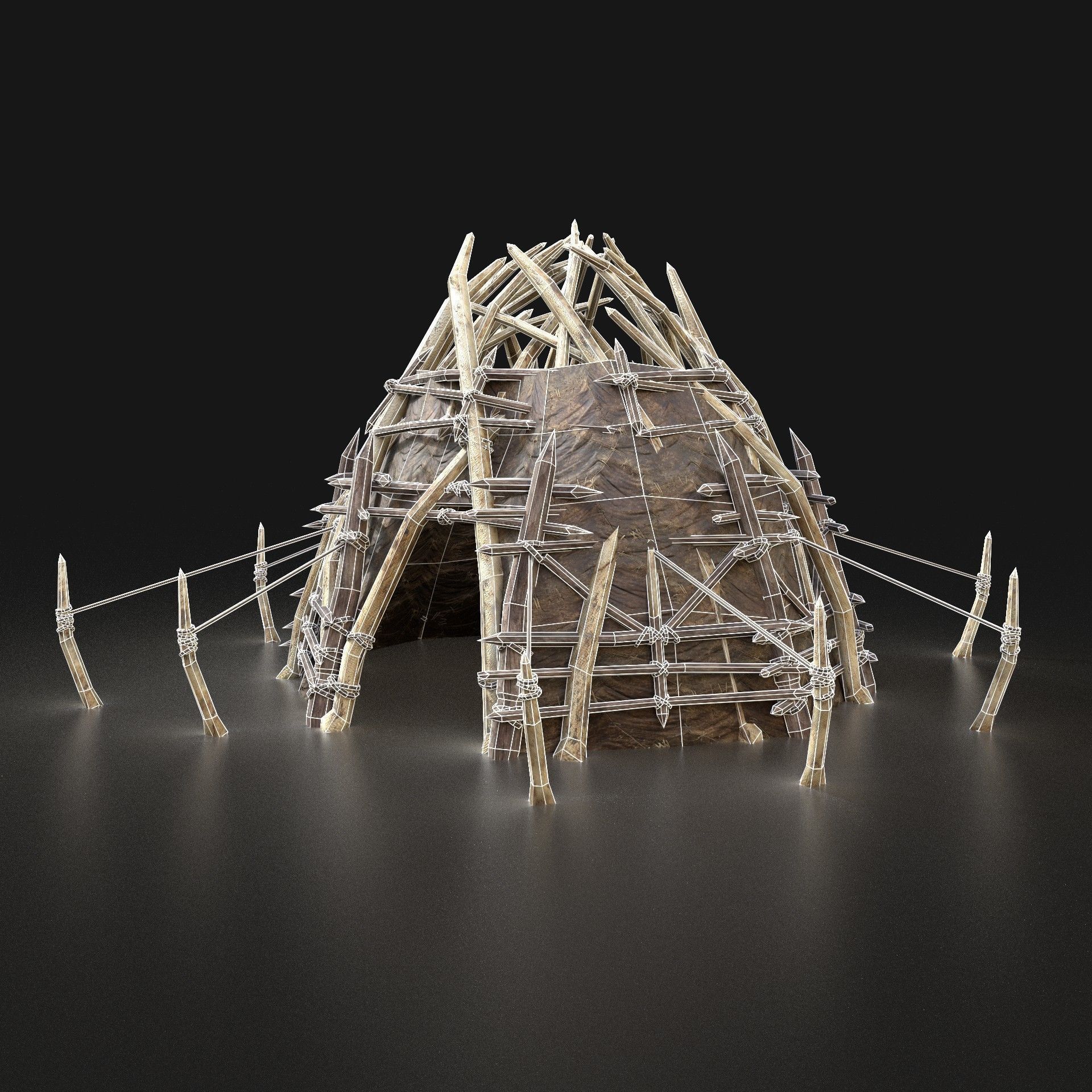 Orc Camp Primal Men Hunter Ancient Huts Builder Pack AAA NEXTGEN Low-poly 3D model_20