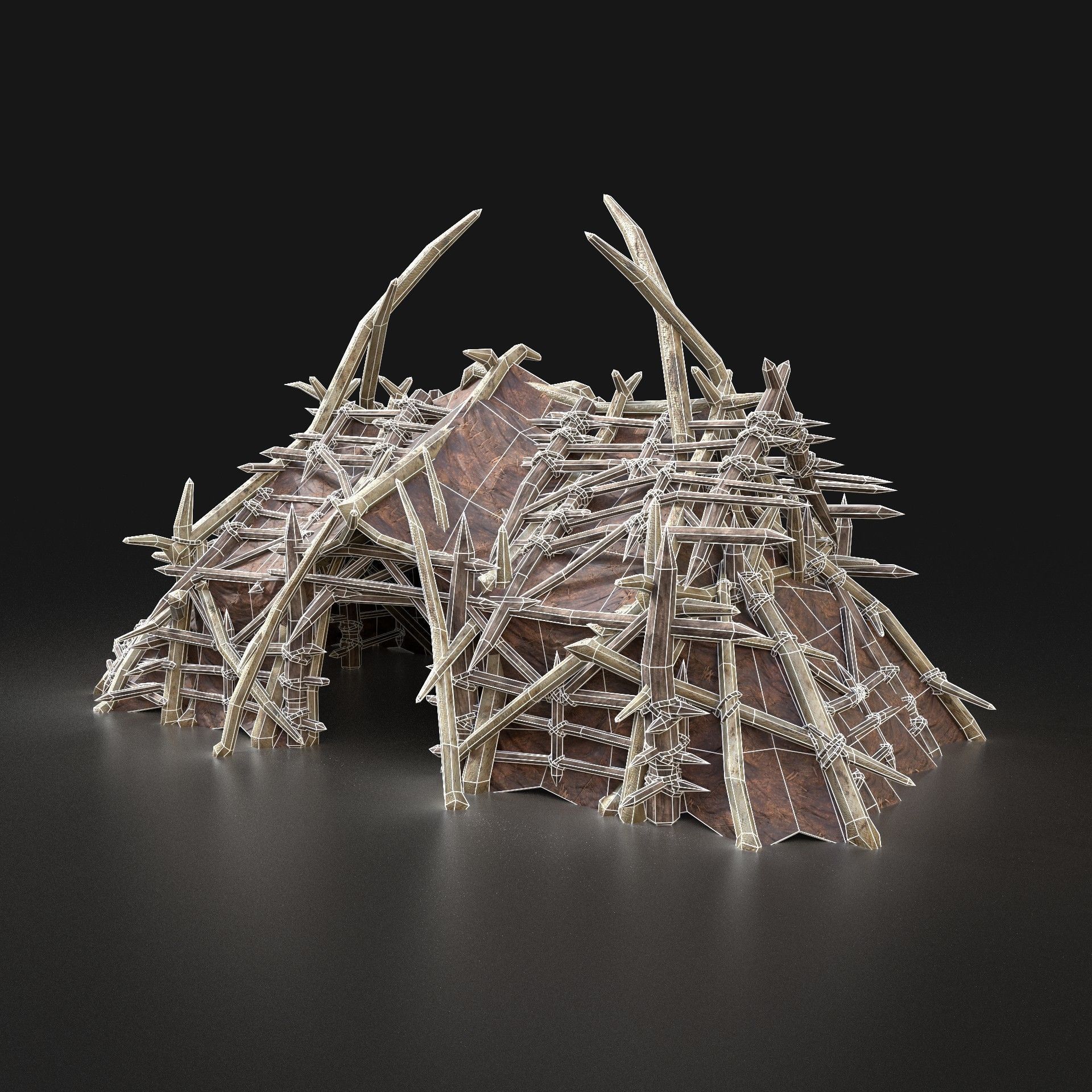 Orc Camp Primal Men Hunter Ancient Huts Builder Pack AAA NEXTGEN Low-poly 3D model_26