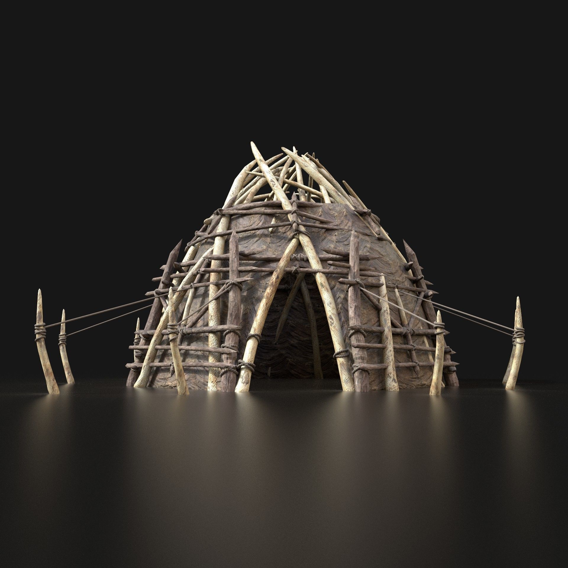Orc Camp Primal Men Hunter Ancient Huts Builder Pack AAA NEXTGEN Low-poly 3D model_17