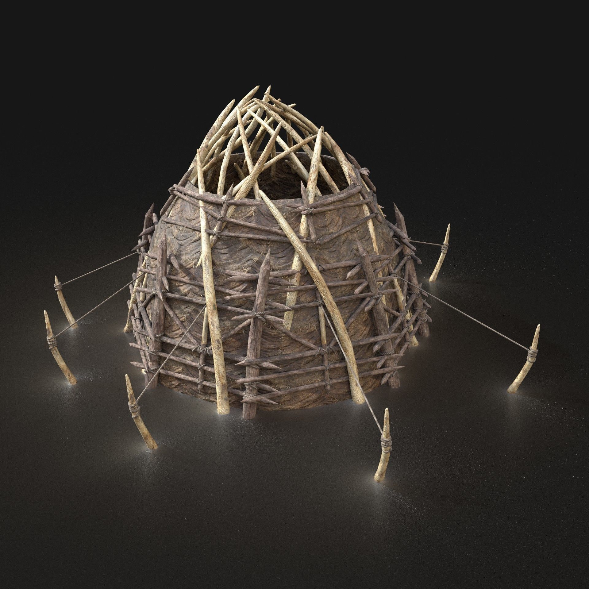 Orc Camp Primal Men Hunter Ancient Huts Builder Pack AAA NEXTGEN Low-poly 3D model_19