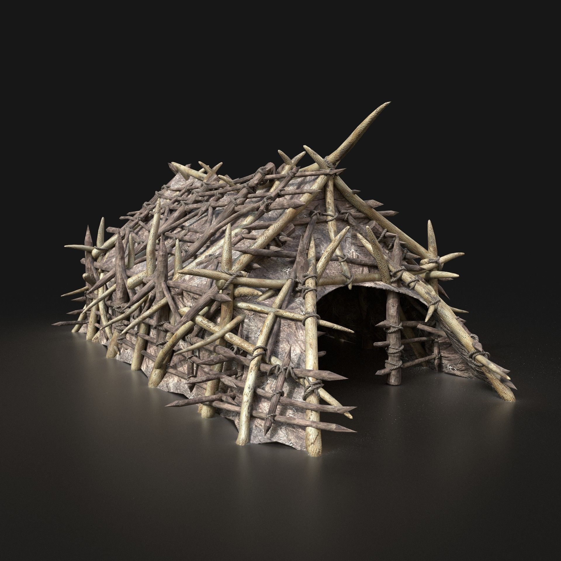 Orc Camp Primal Men Hunter Ancient Huts Builder Pack AAA NEXTGEN Low-poly 3D model_34