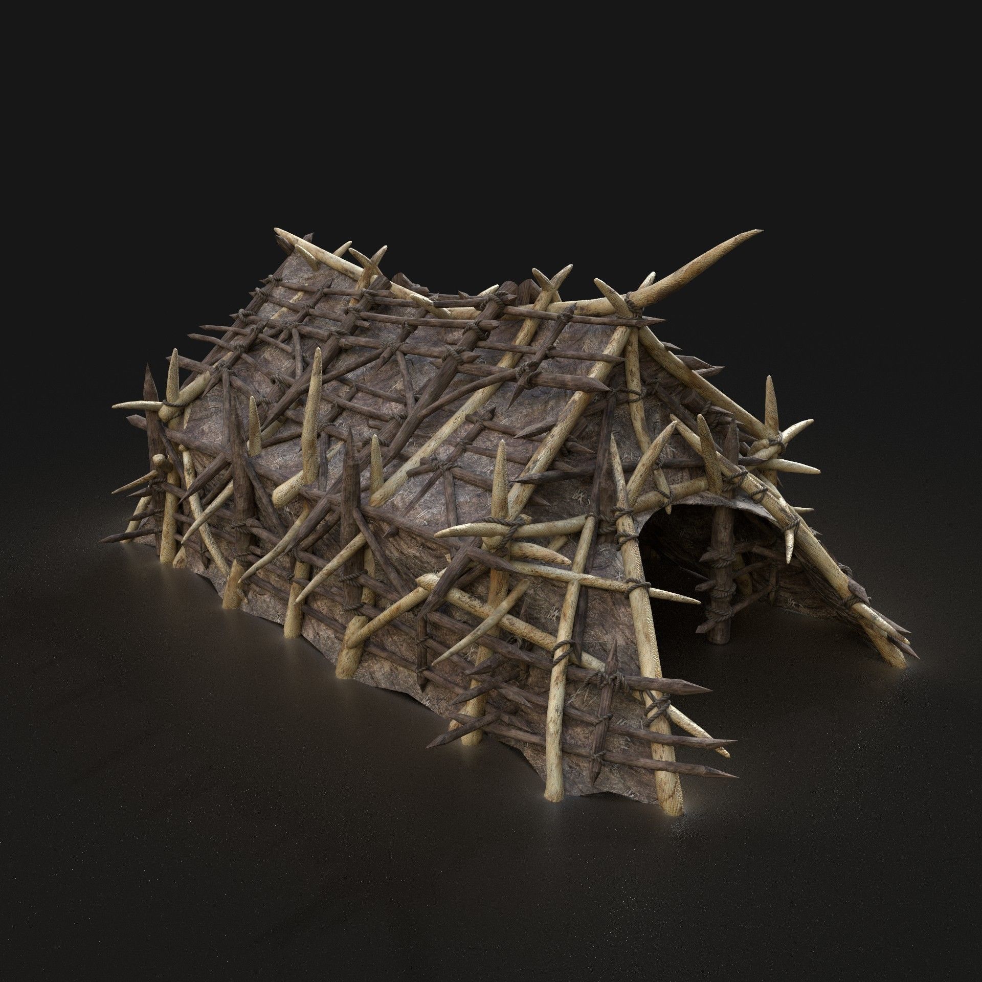 Orc Camp Primal Men Hunter Ancient Huts Builder Pack AAA NEXTGEN Low-poly 3D model_37